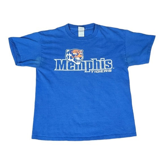 Vintage Y2K Colosseum Memphis Tigers T-Shirt Blue Size L Graphic Tee USA‎ Made