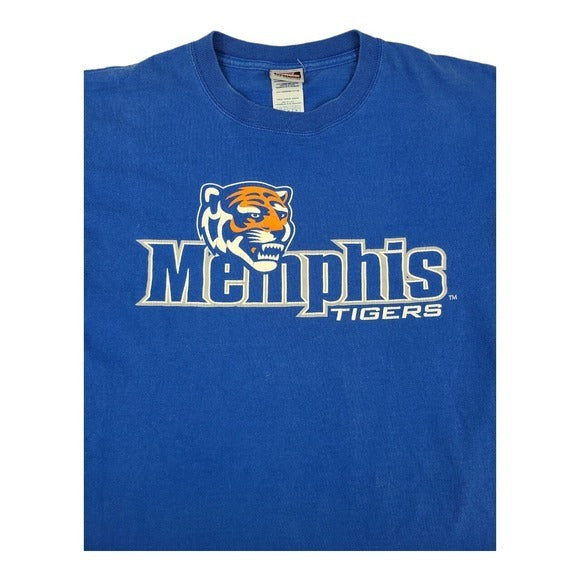 Vintage Y2K Colosseum Memphis Tigers T-Shirt Blue Size L Graphic Tee USA‎ Made