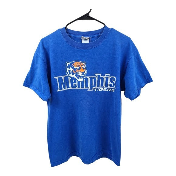 Vintage Y2K Colosseum Memphis Tigers T-Shirt Blue Size L Graphic Tee USA‎ Made