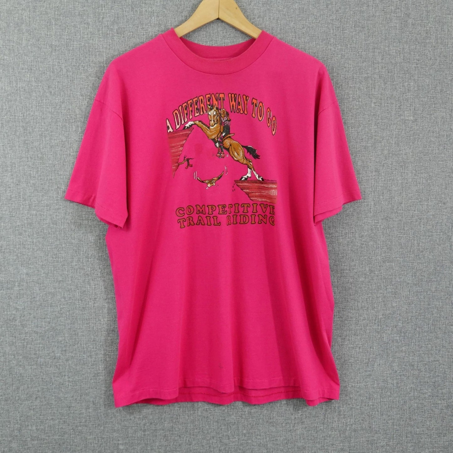 Vintage 1990 Competitive Trail Riding Horse Tee - Size XL Single Stitch