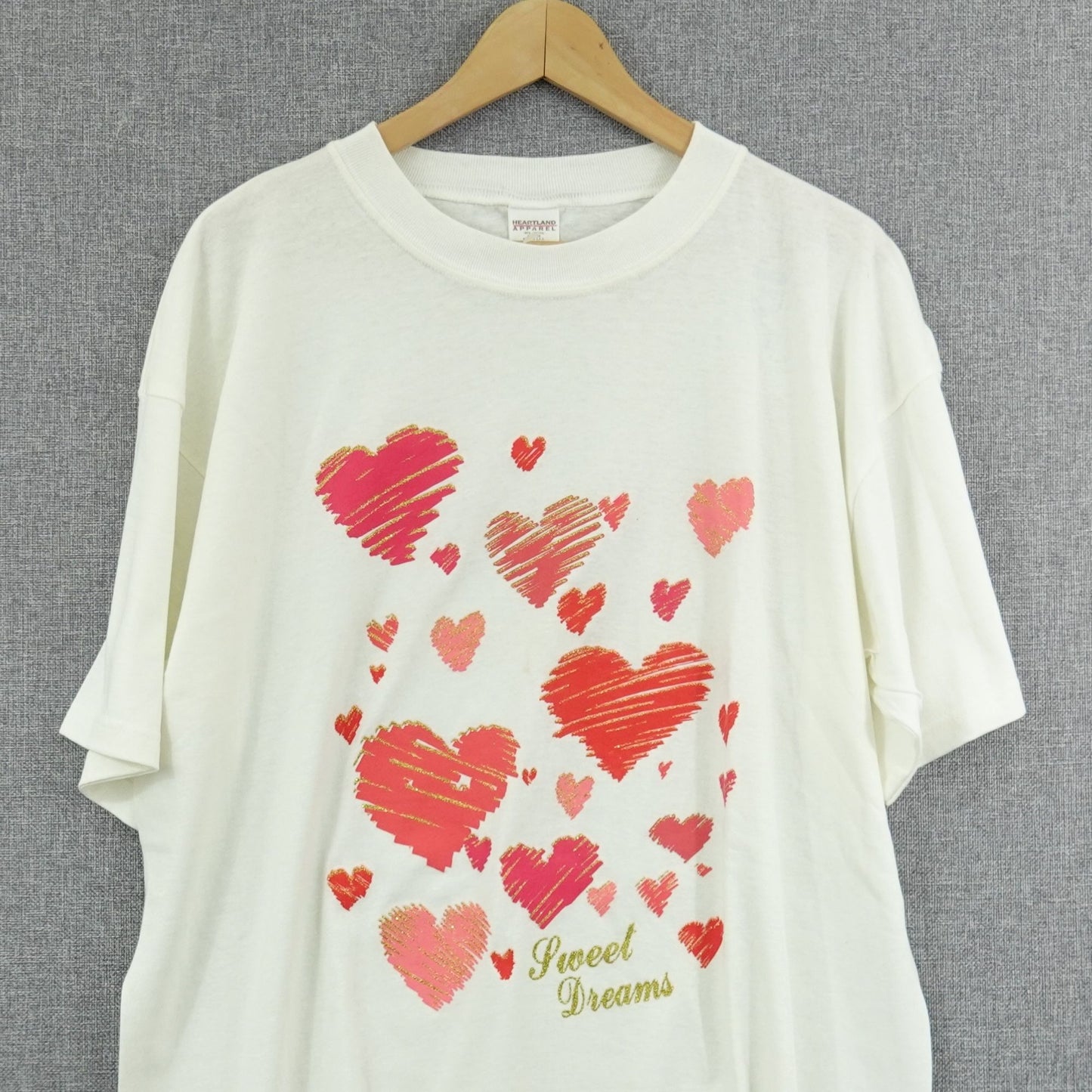 Vintage 90s Heartland Apparel Sweet Dreams Heart Shirt - OSFM Single Stitch