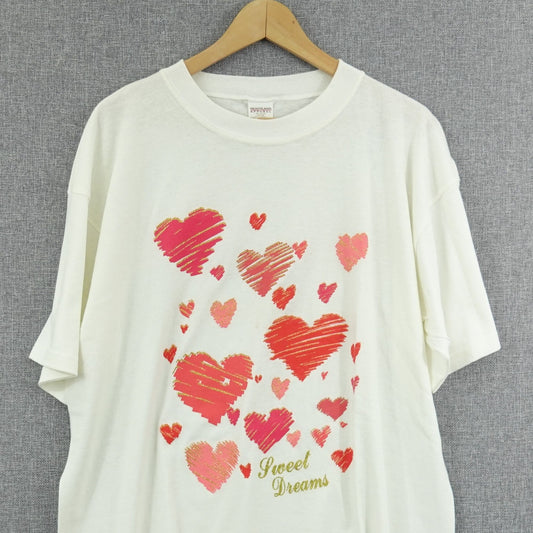 Vintage 90s Heartland Apparel Sweet Dreams Heart Shirt - OSFM Single Stitch