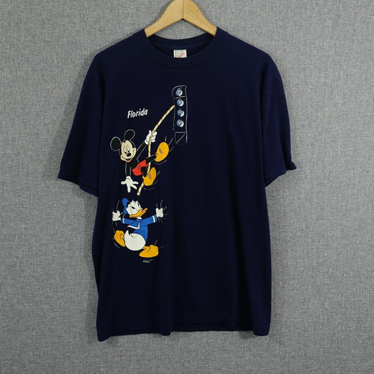 Vintage 90s Disney Mickey Mouse Donald Duck Florida T-Shirt - Size L