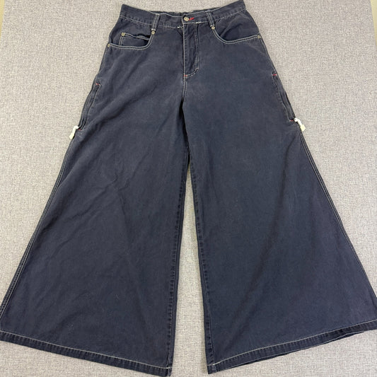 Vintage Y2K Kik Wear  Baggy Rave Pants Faded Black Size 34 Denim Jeans (33x30)