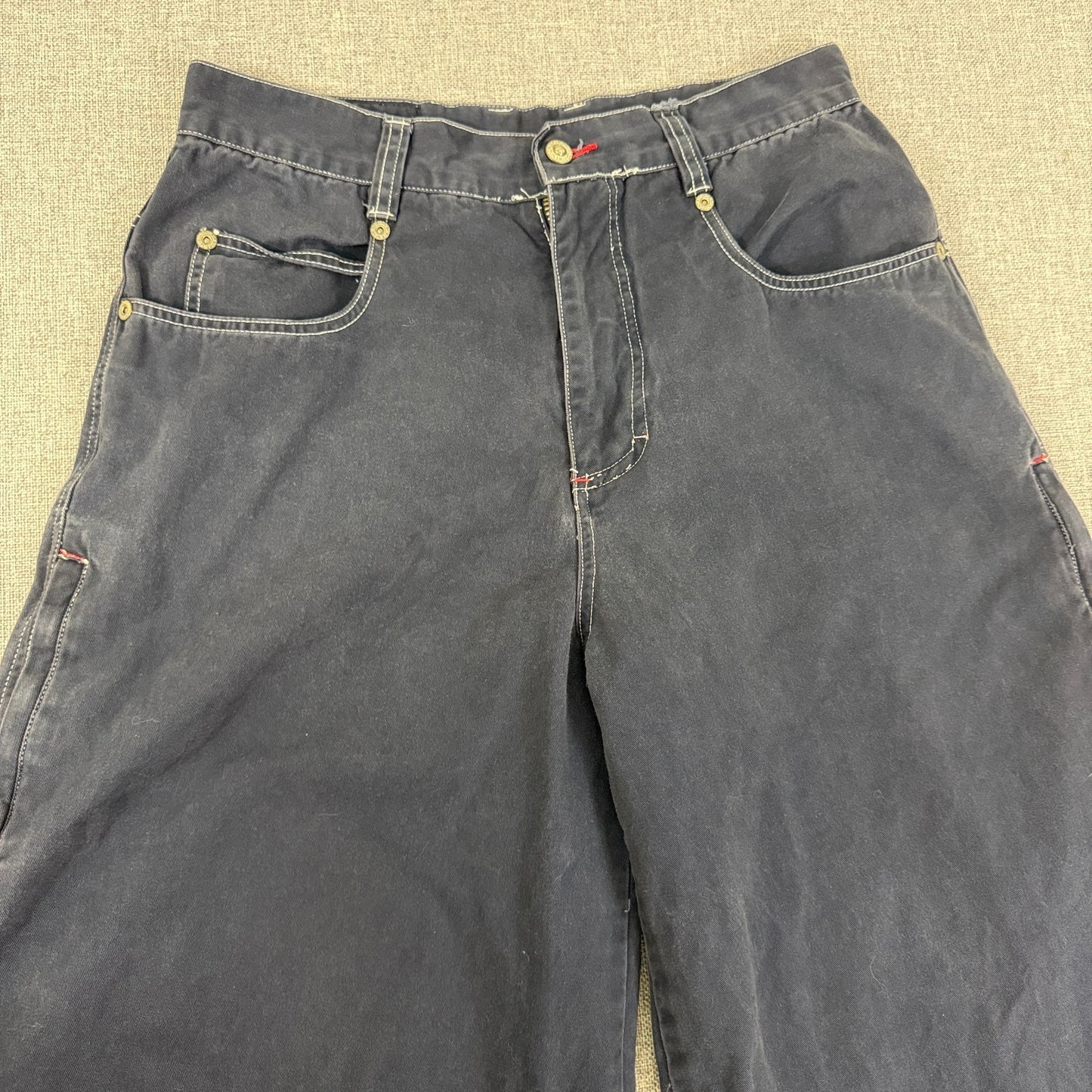 Vintage Y2K Kik Wear  Baggy Rave Pants Faded Black Size 34 Denim Jeans (33x30)