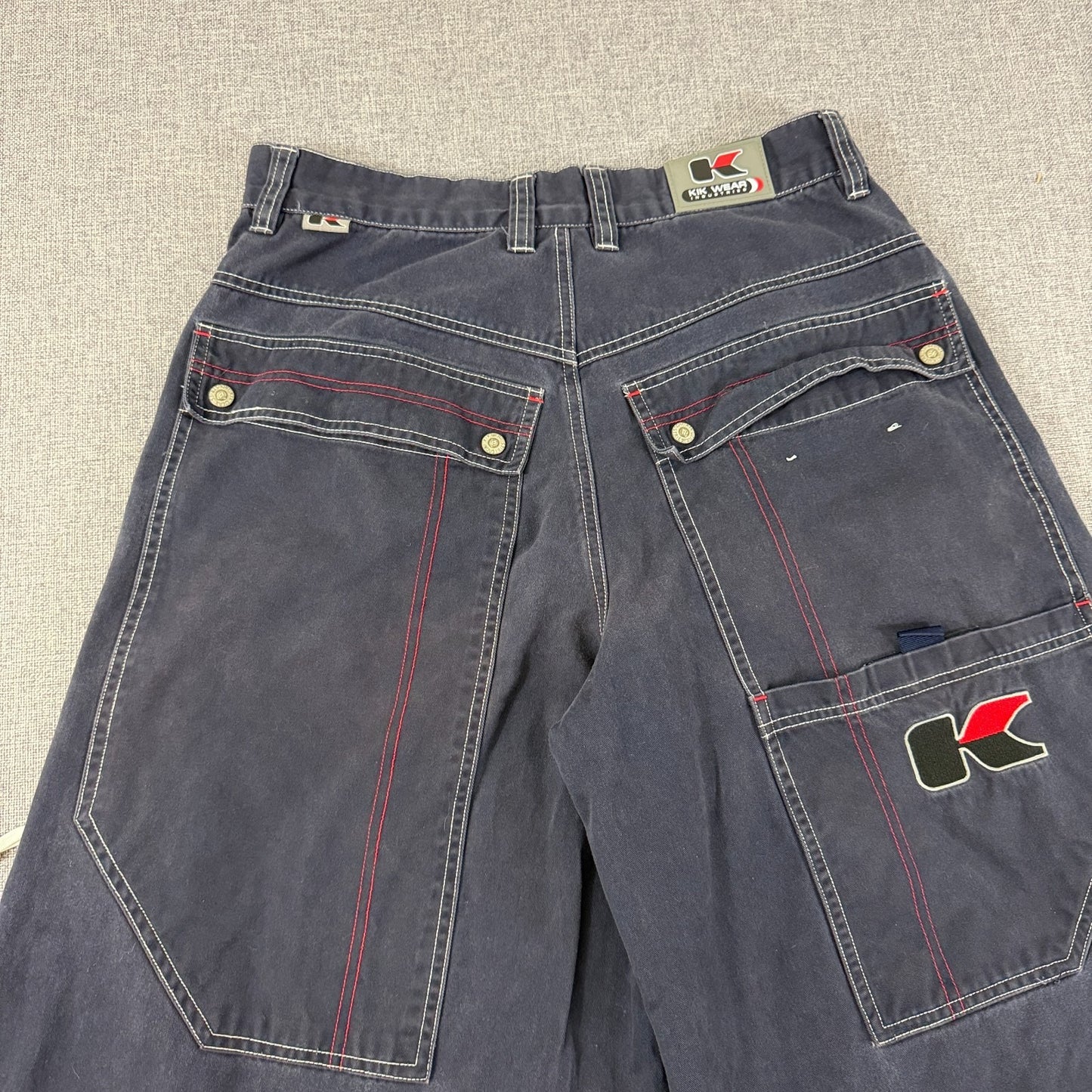 Vintage Y2K Kik Wear  Baggy Rave Pants Faded Black Size 34 Denim Jeans (33x30)