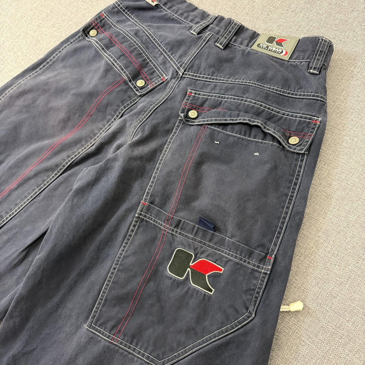 Vintage Y2K Kik Wear  Baggy Rave Pants Faded Black Size 34 Denim Jeans (33x30)