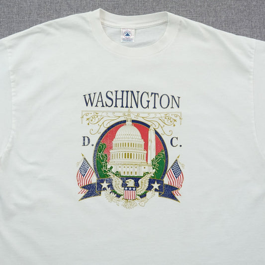 Vintage 90s Washington DC Capitol Eagle Flag T-Shirt - Size 2XL