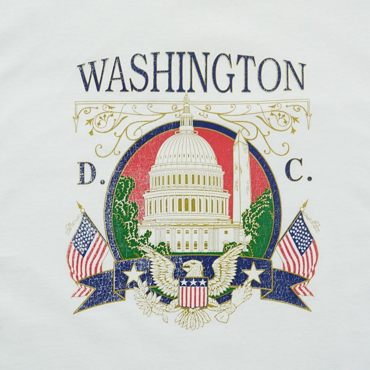 Vintage 90s Washington DC Capitol Eagle Flag T-Shirt - Size 2XL